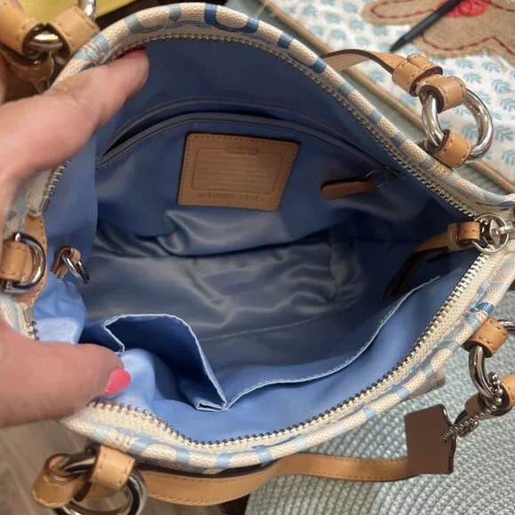 Coach Op Art Light Blue, Off White/Cream, L0869-13141, Handbag, purse - Picture 6 of 11